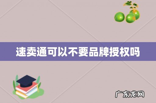 速卖通可以不要品牌授权吗