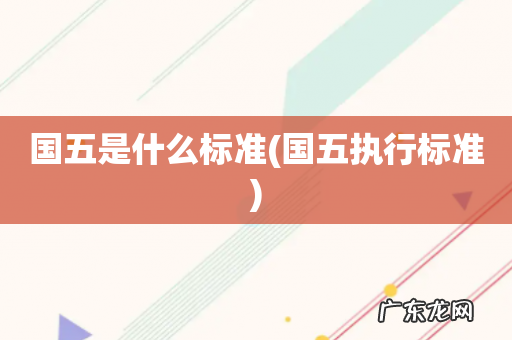 国五执行标准 国五是什么标准