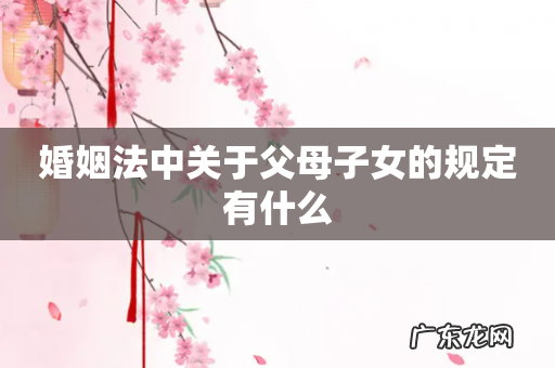 婚姻法中关于父母子女的规定有什么