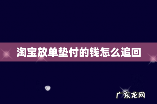 淘宝放单垫付的钱怎么追回