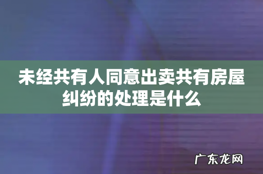 未经共有人同意出卖共有房屋纠纷的处理是什么