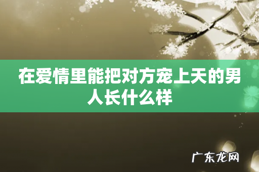 在爱情里能把对方宠上天的男人长什么样