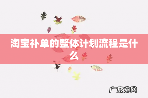 淘宝补单的整体计划流程是什么