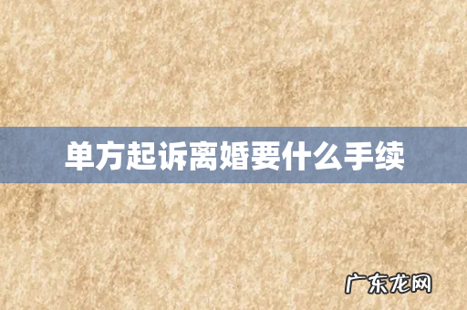 单方起诉离婚要什么手续