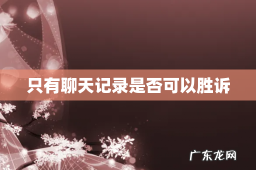 只有聊天记录是否可以胜诉