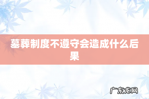 墓葬制度不遵守会造成什么后果