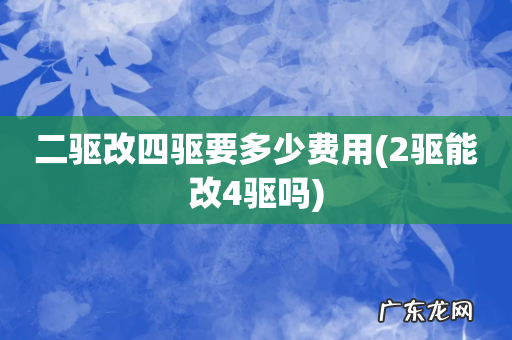 2驱能改4驱吗 二驱改四驱要多少费用