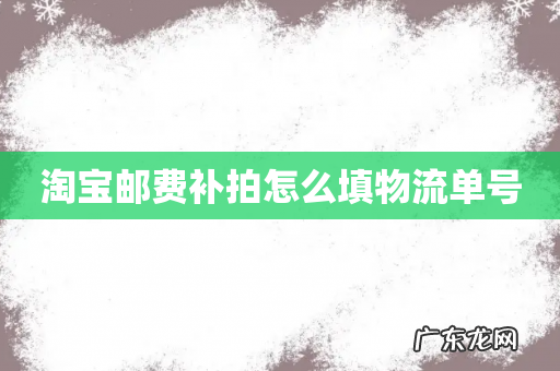 淘宝邮费补拍怎么填物流单号
