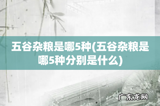 五谷杂粮是哪5种分别是什么 五谷杂粮是哪5种