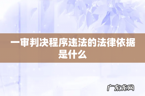 一审判决程序违法的法律依据是什么