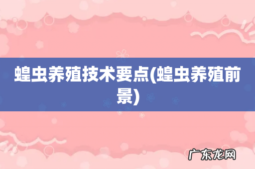 蝗虫养殖前景 蝗虫养殖技术要点