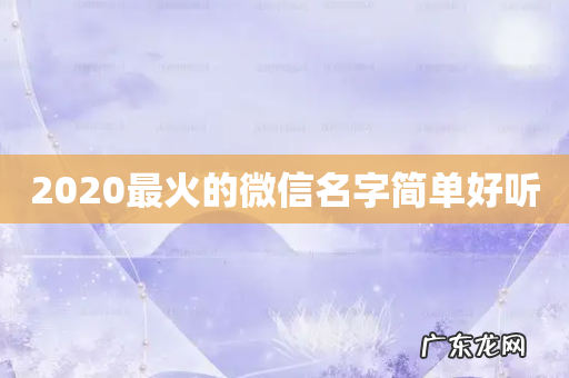 2020最火的微信名字简单好听