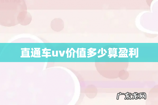 直通车uv价值多少算盈利