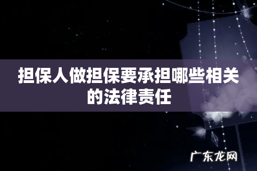 担保人做担保要承担哪些相关的法律责任