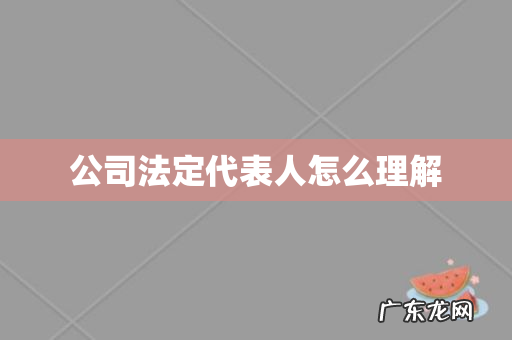 公司法定代表人怎么理解
