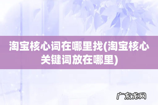 淘宝核心关键词放在哪里 淘宝核心词在哪里找