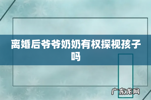 离婚后爷爷奶奶有权探视孩子吗