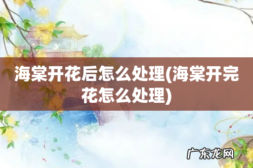 海棠开完花怎么处理 海棠开花后怎么处理