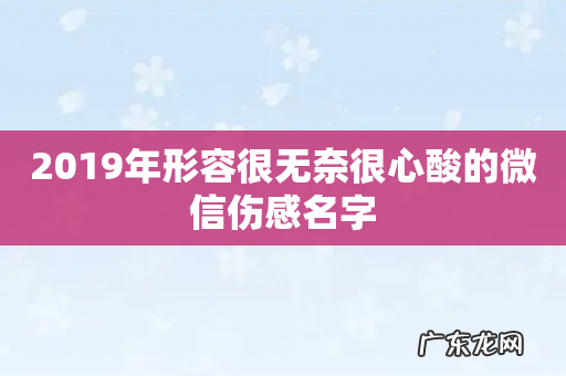 2019年形容很无奈很心酸的微信伤感名字