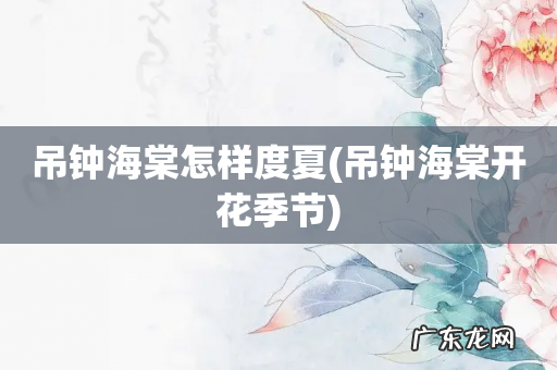 吊钟海棠开花季节 吊钟海棠怎样度夏