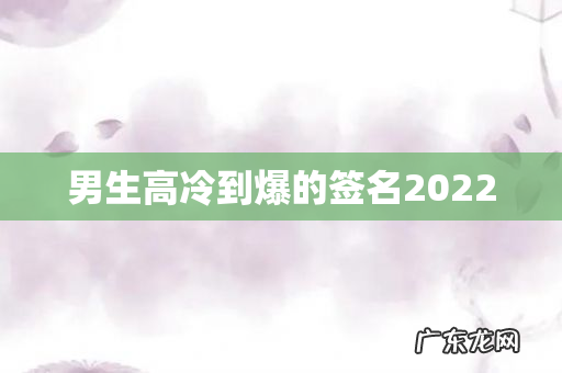 男生高冷到爆的签名2022