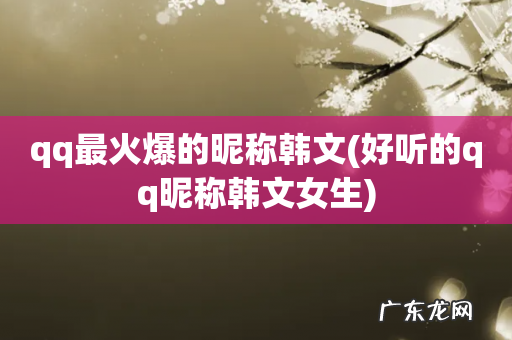 好听的qq昵称韩文女生 qq最火爆的昵称韩文