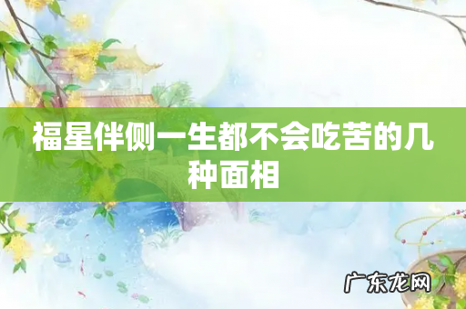 福星伴侧一生都不会吃苦的几种面相