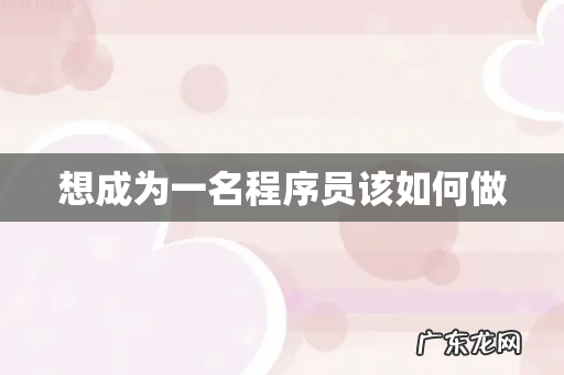 想成为一名程序员该如何做