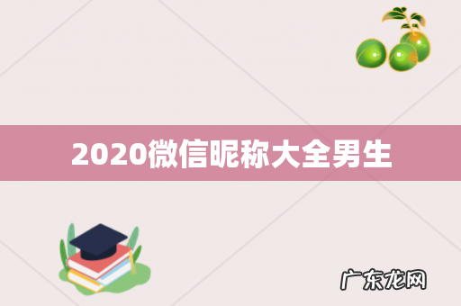 2020微信昵称大全男生