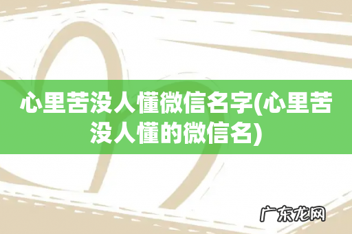 心里苦没人懂的微信名 心里苦没人懂微信名字