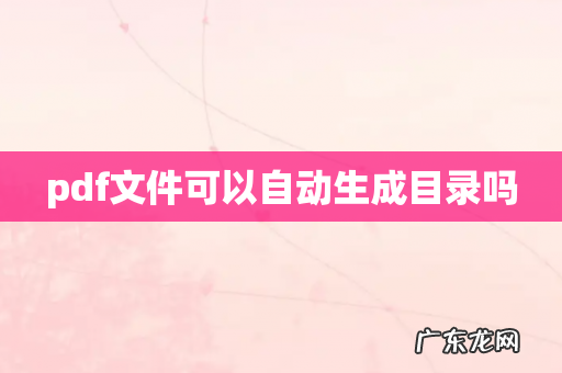 pdf文件可以自动生成目录吗