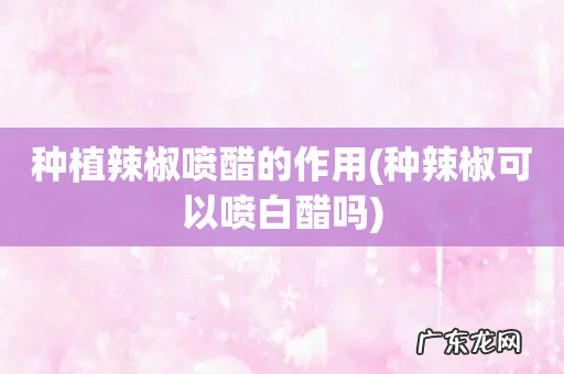 种辣椒可以喷白醋吗 种植辣椒喷醋的作用