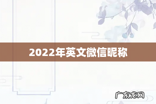 2022年英文微信昵称
