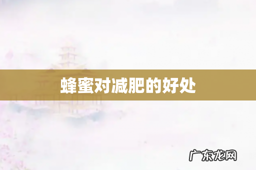 蜂蜜对减肥的好处