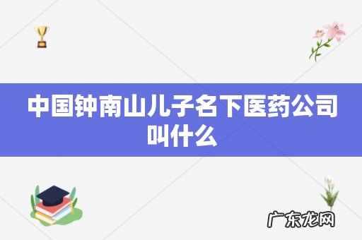 中国钟南山儿子名下医药公司叫什么