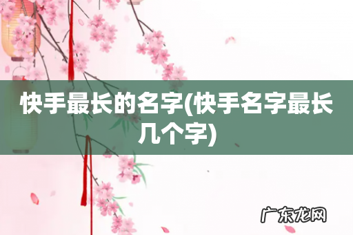 快手名字最长几个字 快手最长的名字