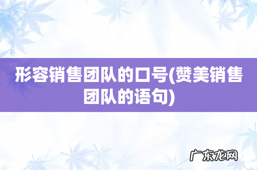 赞美销售团队的语句 形容销售团队的口号