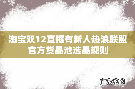 淘宝双12直播有新人热浪联盟官方货品池选品规则