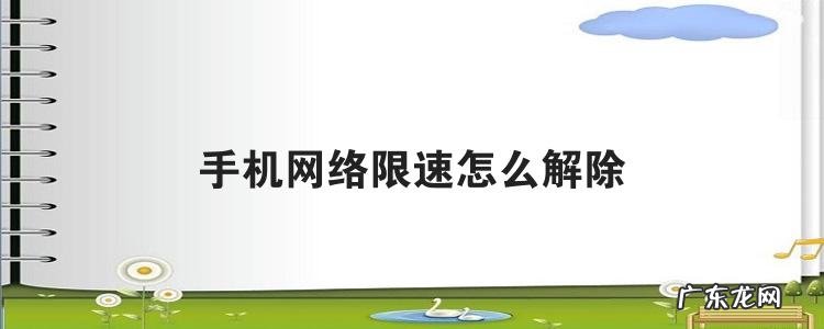 手机网络限速怎么解除