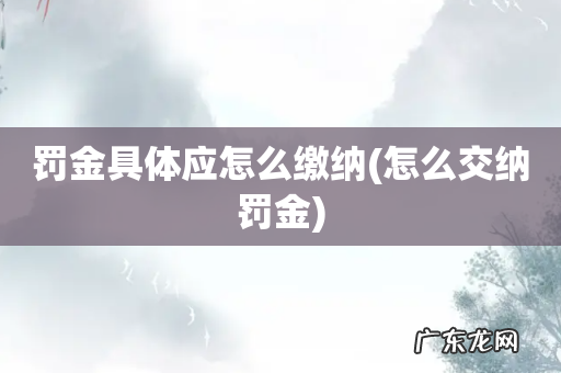 怎么交纳罚金 罚金具体应怎么缴纳