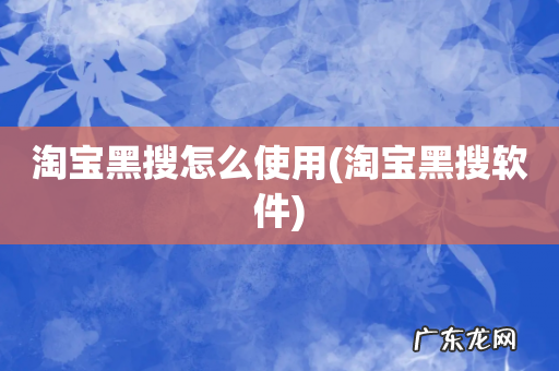 淘宝黑搜软件 淘宝黑搜怎么使用