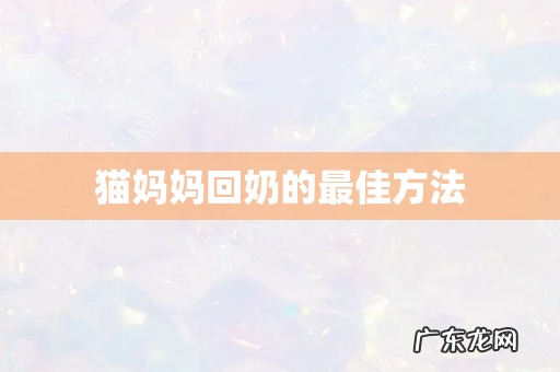 猫妈妈回奶的最佳方法