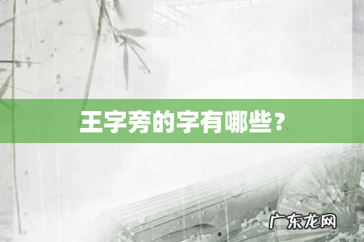 王字旁的字有哪些？