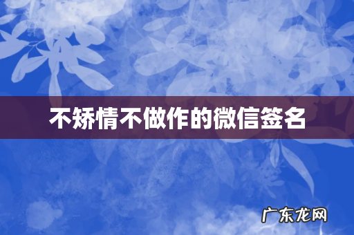 不矫情不做作的微信签名