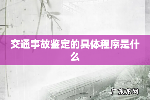 交通事故鉴定的具体程序是什么