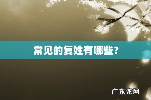 常见的复姓有哪些?