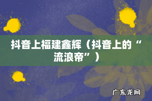 抖音上的“流浪帝” 抖音上福建鑫辉