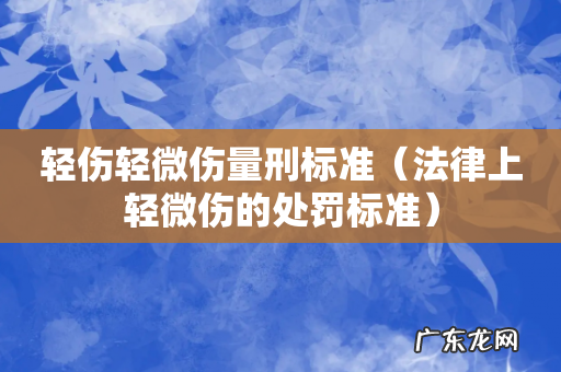 法律上轻微伤的处罚标准 轻伤轻微伤量刑标准
