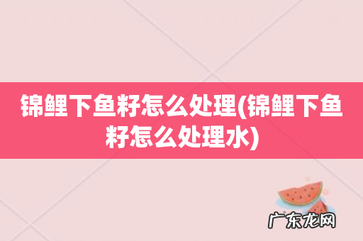 锦鲤下鱼籽怎么处理水 锦鲤下鱼籽怎么处理