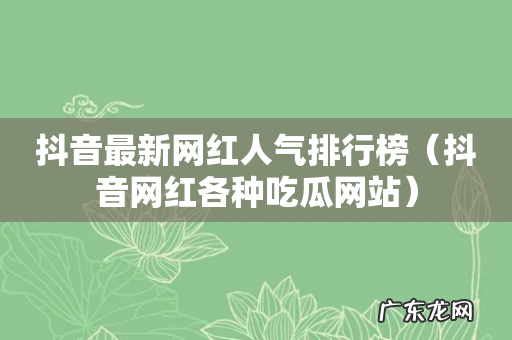 抖音网红各种吃瓜网站 抖音最新网红人气排行榜